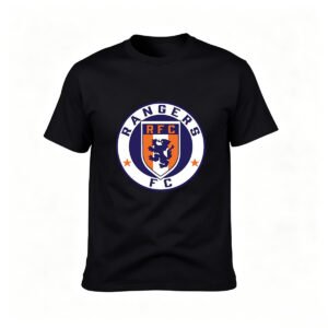 Rangers FC Logo T-Shirt Men's Black Football Club Jersey