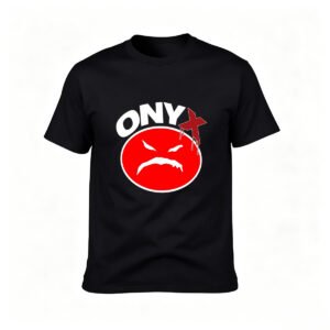 ONY Red Angry Face Logo T-Shirt Men's Casual Streetwear Fashion