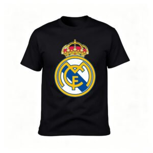 Real Madrid Crest T-Shirt Men's Black Football Fanwear