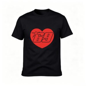 Red Heart 69 Number Print Men's T-Shirt Casual Wear Gift