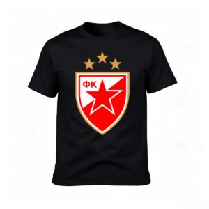 Red Star Belgrade FC Logo Men's T-Shirt Black Football Club Jersey