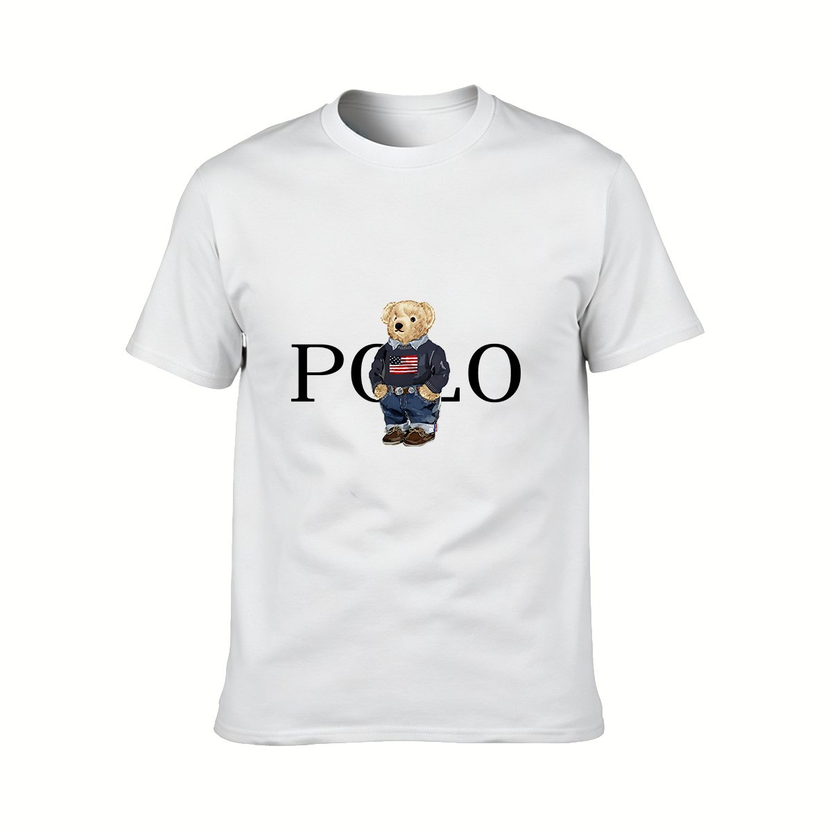 Polo Bear Logo T-Shirt Men's Casual Black Cotton Top - Image 2