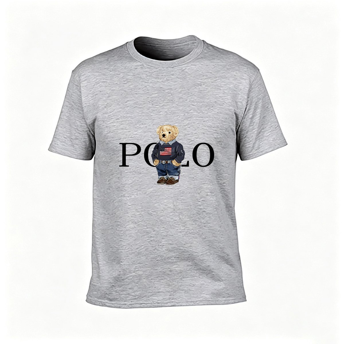 Polo Bear Logo T-Shirt Men's Casual Black Cotton Top - Image 3