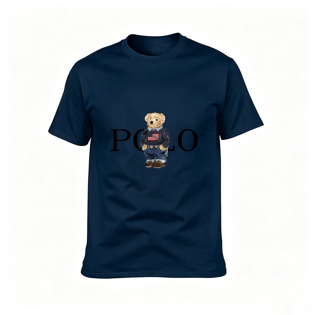 Polo Bear Logo T-Shirt Men's Casual Black Cotton Top - Image 7