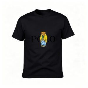 Polo Bear Logo T-Shirt Men's Casual Black Cotton Top