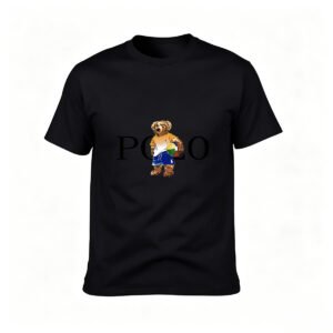 Polo Bear Logo T-Shirt Men's Casual Black Graphic Tee