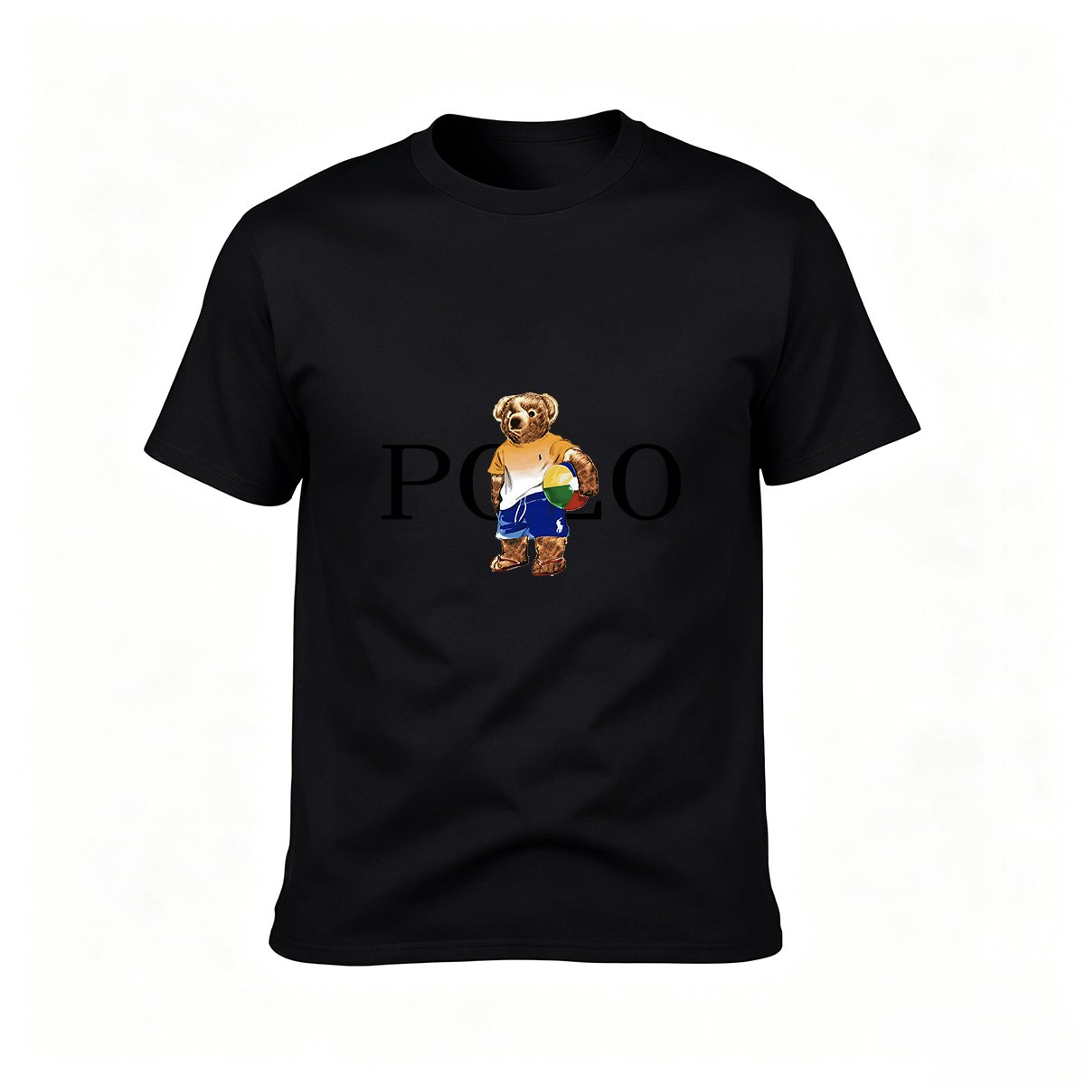 Polo Bear Logo T-Shirt Men's Casual Black Graphic Tee