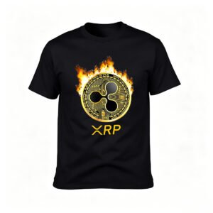 XRP Crypto Flame Logo T-Shirt Men's Black Gold Design
