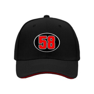 Black Baseball Cap with Red 58 Logo Men's Women's Sport Hat Gift