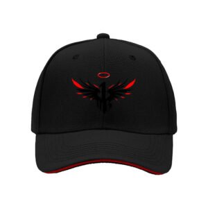 Black Baseball Cap with Red Angel Wings Design for Men Women Gift Fashion Hat
