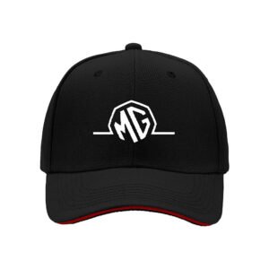 MG Logo Baseball Cap Men's Women's Fashion Gift Hat Black Red Trim