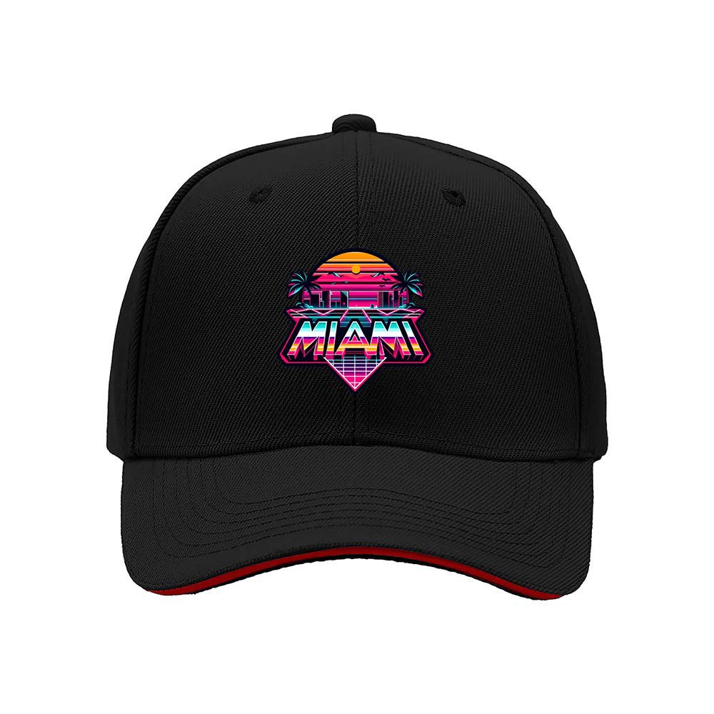 Miami Retro Sunset Men's Baseball Cap Gift for Travel Fashion