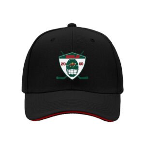 Men's Black Baseball Cap with Hockey Shield Logo 2000 Design