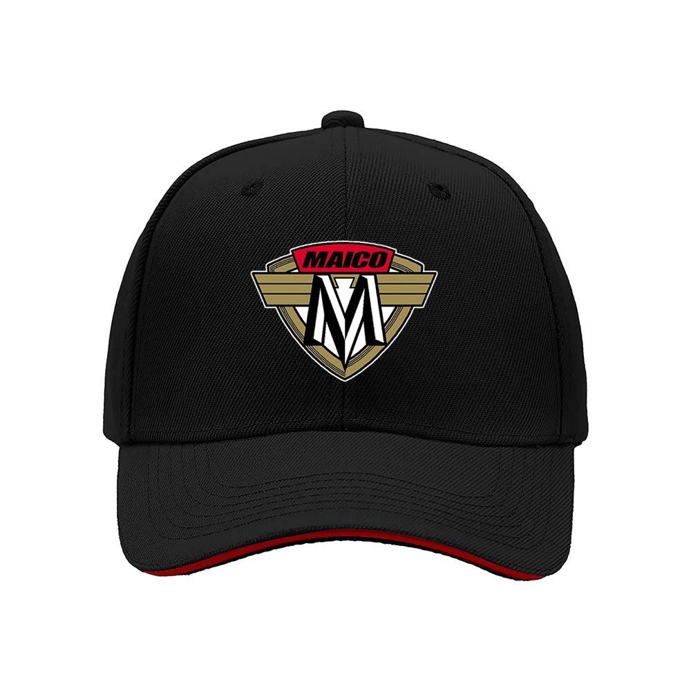 Maico Logo Men's Baseball Cap Black Red Trim Gift Hat