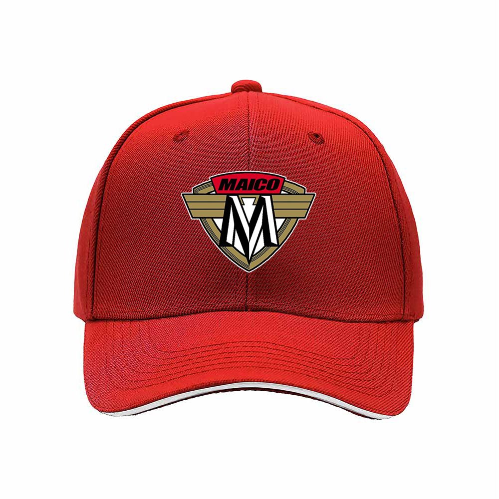 Maico Logo Men's Baseball Cap Black Red Trim Gift Hat - Image 6