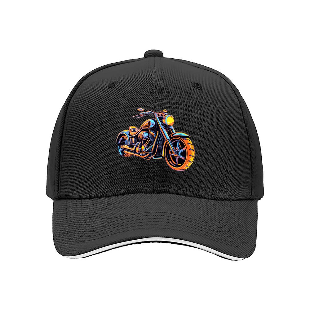 Colorful Motorcycle Print Men's Baseball Cap Gift for Bikers - Image 3