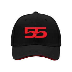 Black Baseball Cap with Red 55 Print Men's Women's Gift Sport Hat