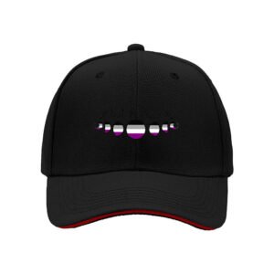 Black Baseball Cap with Asexual Flag Design for Men Women Gift Fashion Accessory