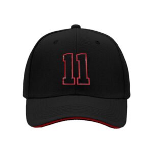 Black Baseball Cap with Red 11 Number Design for Men Women Sports Gift