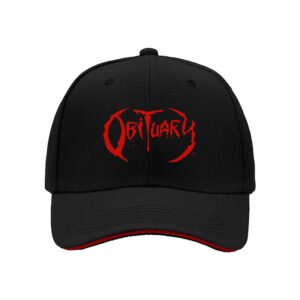 Obituary Logo Men's Baseball Cap Black Red Embroidery Hat