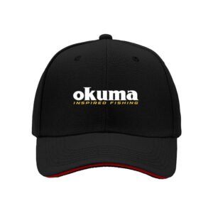 Okuma Inspired Fishing Men's Baseball Cap Black Red Trim