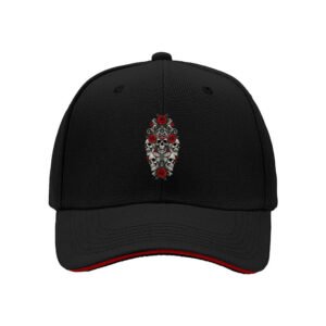 Black Skull Rose Embroidered Baseball Cap for Men Women Day of the Dead Gift