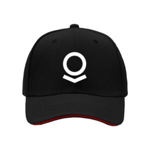 Black Baseball Cap with White Logo Design for Men Women Casual Gift Wear