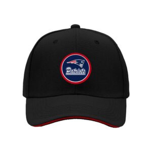 New England Patriots Logo Men's Baseball Cap Black Red Trim Gift for Fans