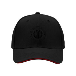 Black Men's Baseball Cap with Embroidered Logo Red Trim Gift for Him