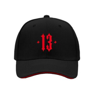 Black Baseball Cap with Red 13 Logo Men's Women's Fashion Gift Hat