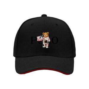 Astronaut Bear Flag Black Baseball Cap Men Women Gift Hat